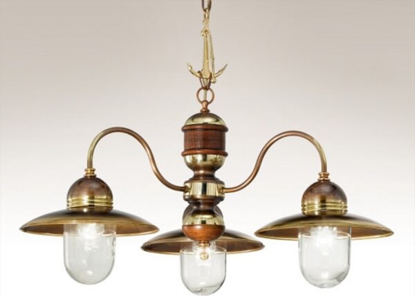 Cremasco Faro lampă suspendată trei surse, reglabil, Auriu / Alamă, Camera de zi / sufragerie, Metal, Maritimă