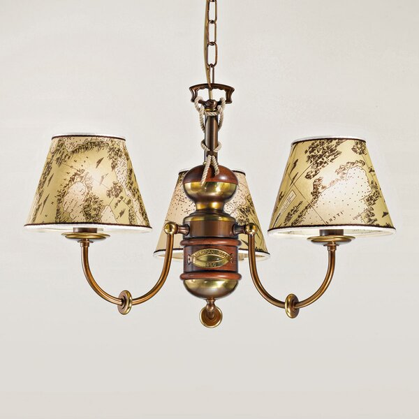 Cremasco Nautica candelabru 3 surse, reglabil, Bronz / Alamă Veche, Camera de zi / sufragerie, Metal, Maritimă