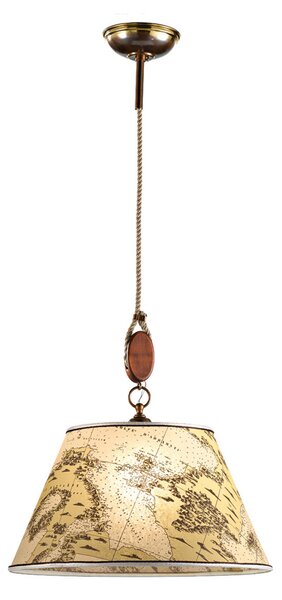 Cremasco Nautica lampă suspendată 40 cm, reglabil, Bej, Camera de zi / sufragerie, Țesătură / Textil, Maritimă
