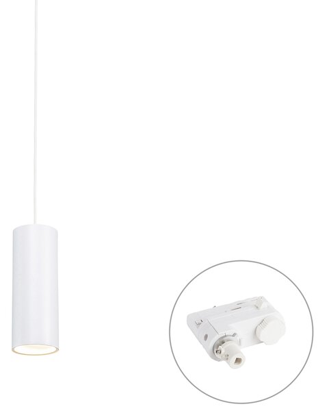 Lampă suspendată de design albă, cu adaptor de șină inclus, trifazată - Tubo trifazat