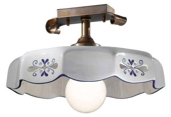 Cremasco Marostica plafonieră casă țărănească, albastră, reglabil, Alb, Camera de zi / sufragerie, Ceramică, Casă de țară / Rustic