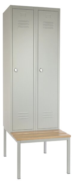 Dulap metalic cu bancheta, 60 x 85 x 185 cm, blocare cu rotire, gri - RAL 7035
