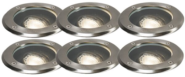 Set de 6 spoturi moderne pentru exterior, din inox, IP65, reglabile - Delux