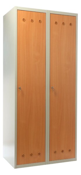 Dulap metalic cu uși din lemn, 80 x 50 x 180 cm, inchidere cilindrica, fag