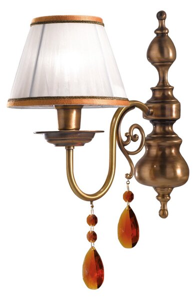 Cremasco Cristal - aplică textilă bogat decorată, reglabil, Bronz / Alamă Veche, Camera de zi / sufragerie, Țesătură / Textil, Antichitate