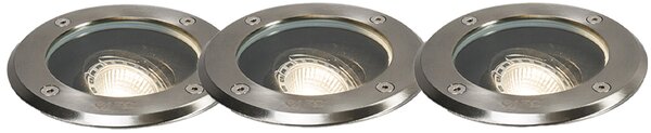 Set de 3 spoturi de sol exterioare din oțel reglabile IP65 - Delux
