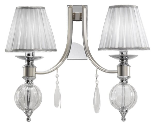 Cremasco 7330 aplică cu picături din sticlă, două surse, reglabil, Metalic, Camera de zi / sufragerie, Țesătură / Textil, Antichitate