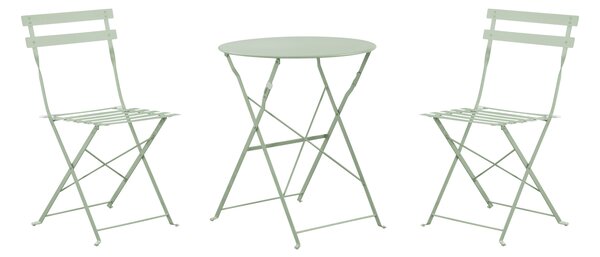 Set Bistro Flair – masă și 2 scaune din oțel vopsit – Verde (Olive Green)