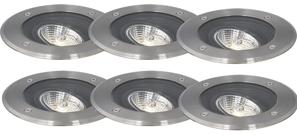 Set de 6 spoturi moderne pentru exterior, cu montaj sol, din oțel AR70 reglabile IP65 - Delux