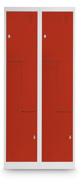 Dulap metalic Z, 80 x 50 x 180 cm, blocare, roșu - RAL 3000