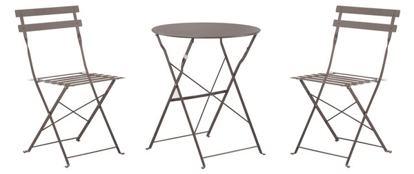 Set Bistro Flair – masă și 2 scaune din oțel vopsit – Bej (Grey Brown)