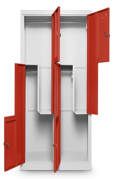 Dulap metalic Z, 80 x 50 x 180 cm, blocare, roșu - RAL 3000