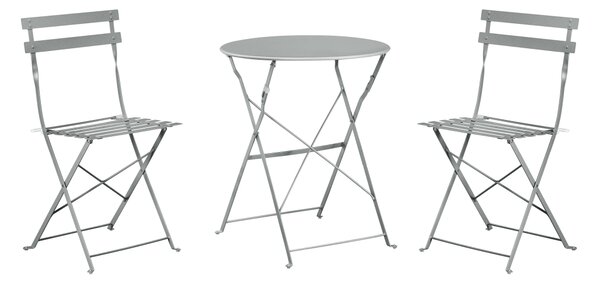 Set Bistro Flair – masă și 2 scaune din oțel vopsit – Gri deschis (Cool Grey)