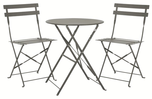 Set Bistro Flair – masă și 2 scaune din oțel vopsit – Bej (Grey Brown)