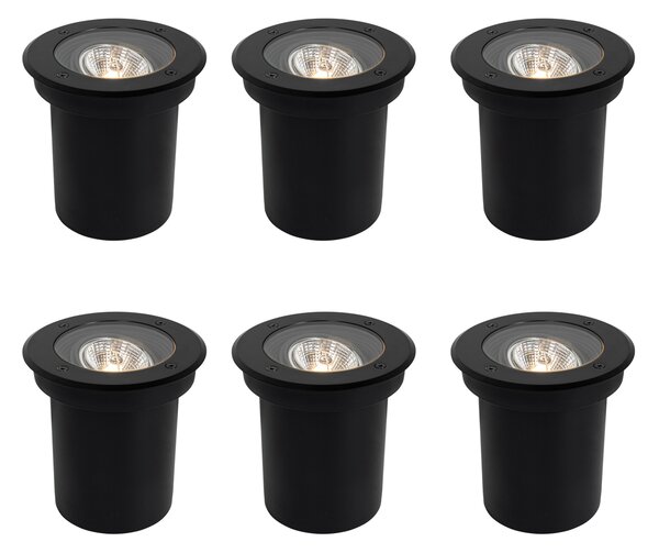 Set de 6 spoturi moderne de exterior pentru sol negru AR70 reglabile IP65 - Delux