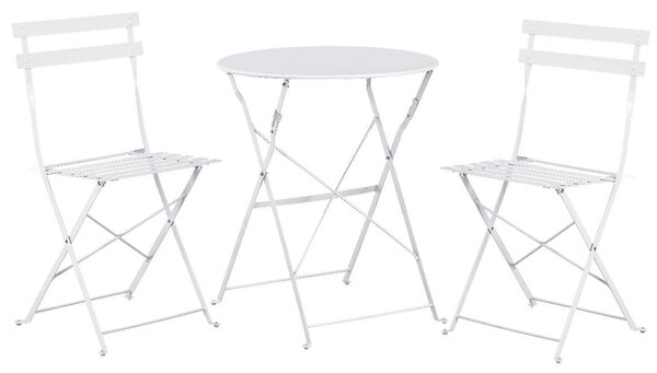 Set Bistro Flair – masă și 2 scaune din oțel vopsit – Alb
