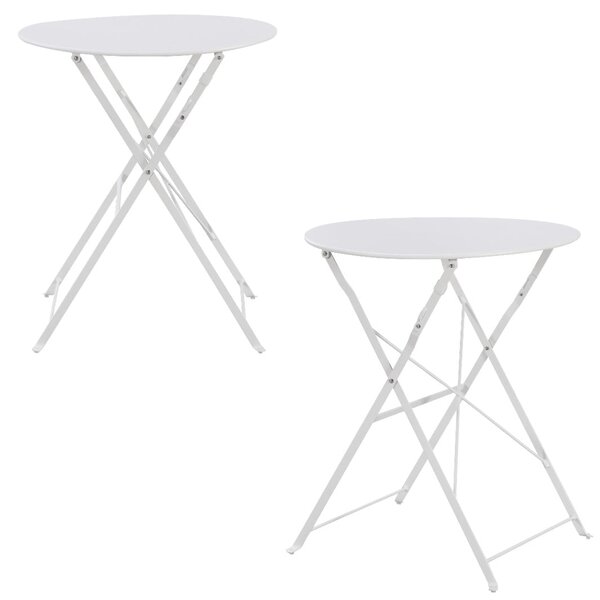 Set Bistro Flair – masă și 2 scaune din oțel vopsit – Alb