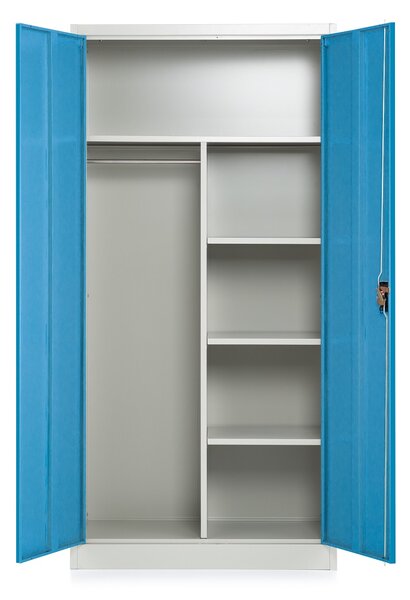 Dulap metalic, 90 x 45 x 185 cm, încuietoare cu cilindru, albastru - ral 5012