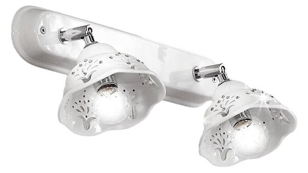 Ceramiche Aplică de perete din ceramică Guiliano cu ornamente cristal, reglabil, Alb, Camera de zi / sufragerie, Ceramică, Casă de țară / Rustic