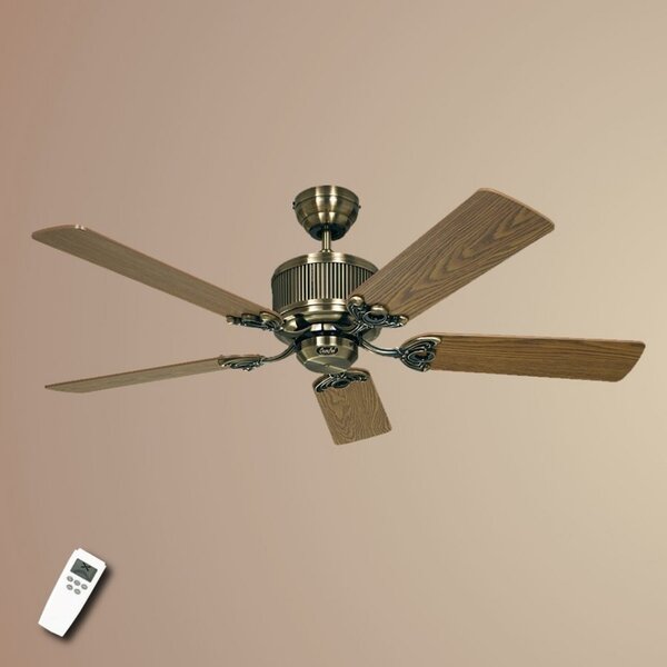 CasaFan Ventilator de tavan ECO ELEMENTS, stejar/alamă, Ø 132 cm, silențios, Lemn, Camera de zi / sufragerie, Lemn