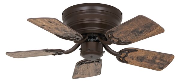 CasaFan Ventilator de tavan Classic Flat III bronz Ø 75 cm, Lemn, Camera de zi / sufragerie, Lemn, Vintage