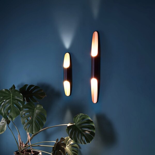 Deko-Light Apodis Aplică de perete LED, negru/roz, înălțime 80 cm, metal dimabil, reglabil, Negru, Camera de zi / sufragerie, Metal, Modern