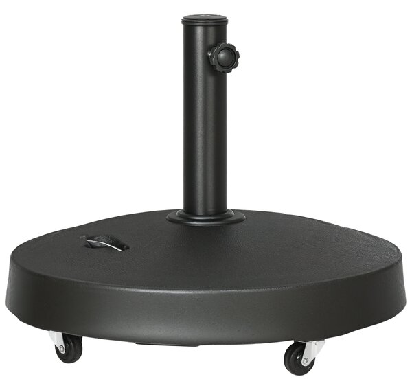 Outsunny Bază Umbrelă 23.5kg cu Manivele și Roți Blocabile, Suport din Rășină/Oțel, Ø53x41 cm, Negru | Aosom Romania