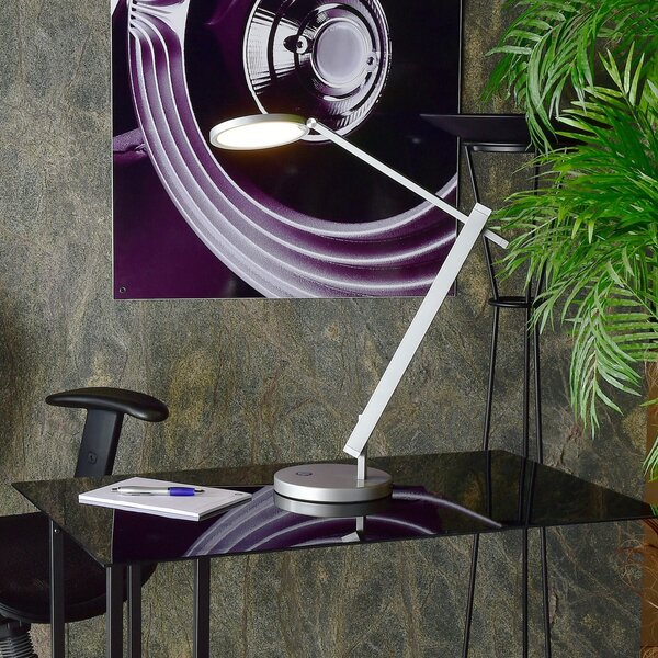 Deko-Light Adhara lampă de birou LED regl. 3 trepte, argintie, reglabil, Gri, Studiu / Birou, Metal