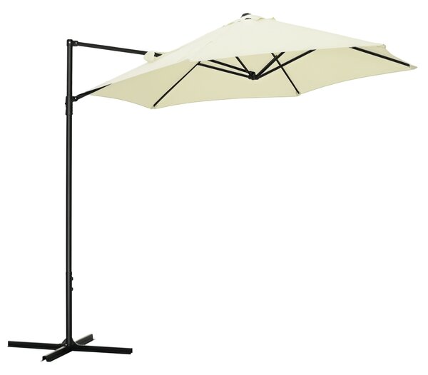 Outsunny Umbrelă de Grădină cu Rotație la 360°, Braț cu Bază în Cruce și Orificiu de Ventilație, Ø256x245 cm, Bej | Aosom Romania