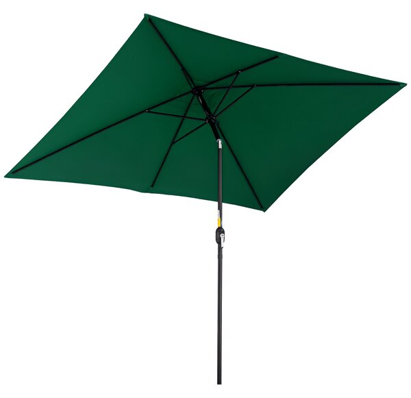 Outsunny Umbrelă de Grădină Înclinabilă cu Manivelă și 6 Spiţe, 2x3 m, Verde | Aosom Romania