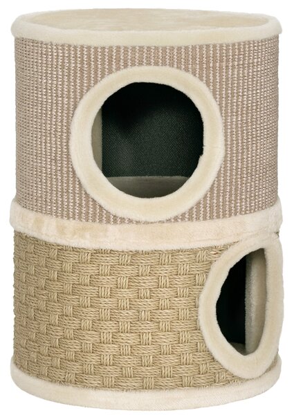 PawHut Butoi de zgâriat pentru pisici copac pentru pisici sisal natural și alge marine acoperit cu pluș 35,5x35,5x49cm kaki cafea | Aosom Romania