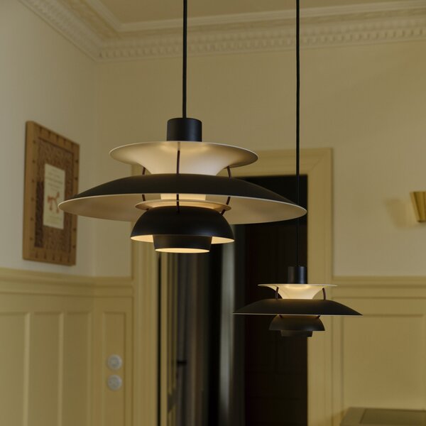 Lustră Pendul Louis Poulsen, PH 5, reglabil, Negru, Camera de zi, Metal, Modern