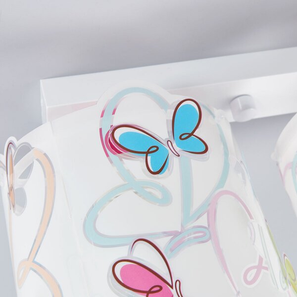 Dalber Lampă de tavan Butterfly pentru camera copiilor, reglabil, Multicolor, Camera copiilor, Plastic