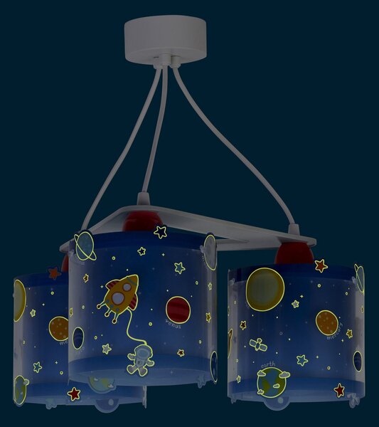 Dalber Lampă suspendată pentru copii Planets, cu trei luminițe, reglabil, Multicolor, Camera copiilor, Plastic
