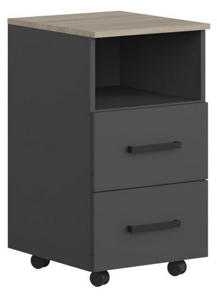 Comoda birou OFFICE NEW, gri antracit/stejar sonoma, PAL, 41x45x73 cm