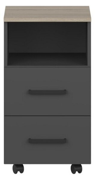 Comoda birou OFFICE NEW, gri antracit/stejar sonoma, PAL, 41x45x73 cm