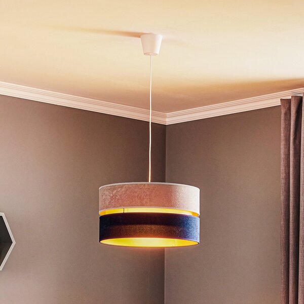 Duolla Lampă suspendată Duo albastru marin/gri/auriu Ø40cm 1 flacără, reglabil, Albastru, Camera de zi / sufragerie, Plastic, Modern