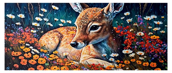 Tablou - Cerb pictat (120x50 cm)