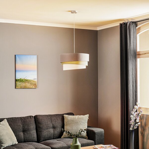 Duolla Euluna Trio lampă suspendată bej/acvamarin/ecru Ø45cm, reglabil, Multicolor, Camera de zi / sufragerie, Țesătură / Textil, Modern