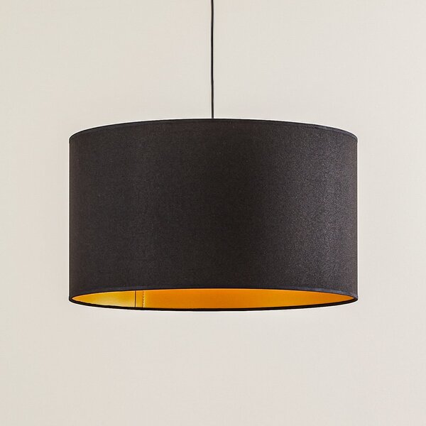 Euluna Lampă suspendată Roller, negru/auriu, Ø 45 cm, reglabil, Negru, Camera de zi / sufragerie, Țesătură / Textil, Modern