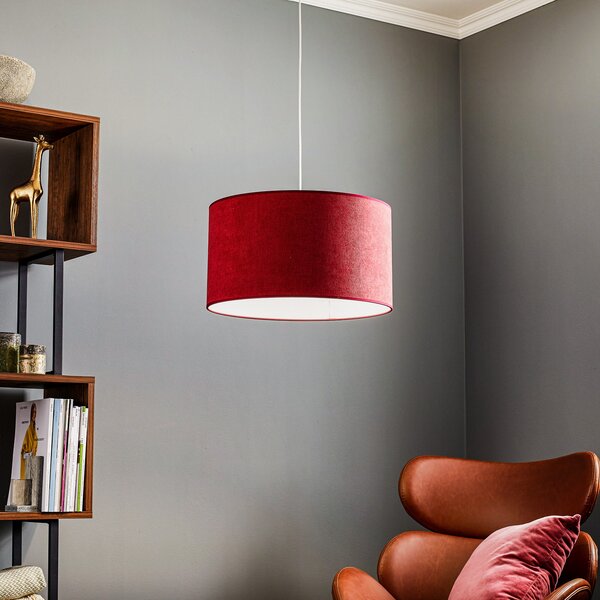 Duolla Lampă suspendată Bristol, model țesut, roșu, reglabil, Roșu, Camera de zi / sufragerie, Țesătură / Textil