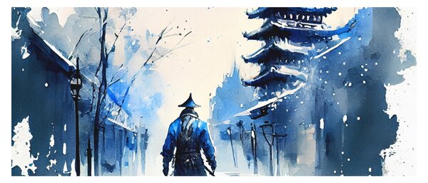 Tablou - Samurai, aquarel (120x50 cm)