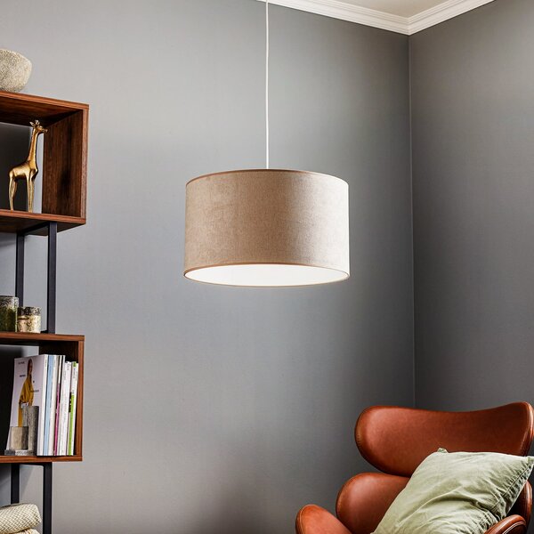 Duolla Lampă suspendată Bristol, model țesut, bej, reglabil, Bej, Camera de zi / sufragerie, Țesătură / Textil