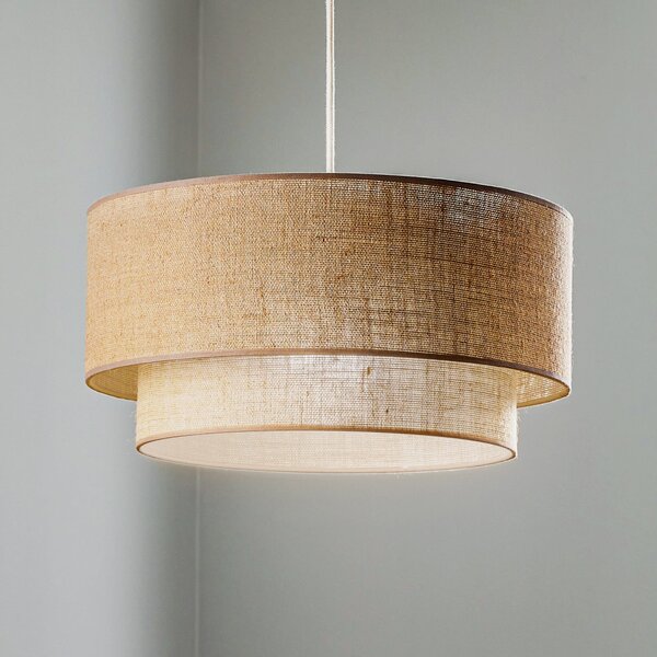 Duolla Lampă suspendată Boho, maro, Ø 45 cm, din material textil, reglabil, Maro / Rugină, Camera de zi / sufragerie, Țesătură / Textil, Casă de țară / Rustic
