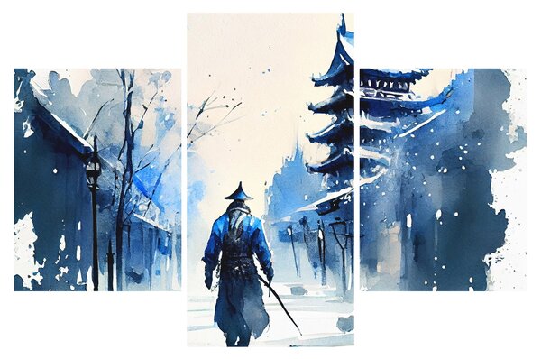 Tablou - Samurai, aquarel (90x60 cm)