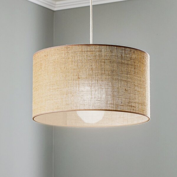 Duolla Lampă suspendată cilindrică din iută maro natural Ø40cm 1 bec., reglabil, Maro / Rugină, Camera de zi / sufragerie, Țesătură / Textil, Casă de țară / Rustic
