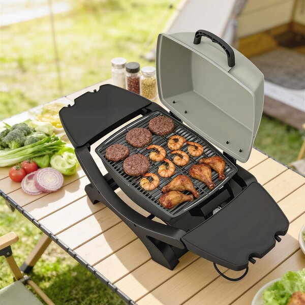 Outsunny barbecue electric 2300W, portabil de masă cu rafturi laterale, culoare negru. | Aosom Romania