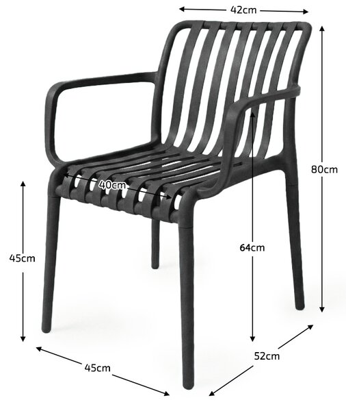 Oferta Scaun din plastic TREGO cu brate, antracit, calitatea a II-a