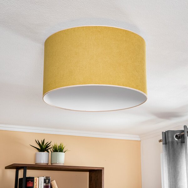 Duolla Plafonieră Pastell Roller Ø 45cm muștar, reglabil, Galben, Camera de zi / sufragerie, Țesătură / Textil, Viața tânără