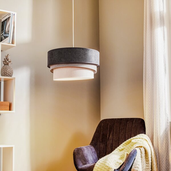 Duolla Lampă suspendată Pastell Trio gri închis/gri/gri deschis, reglabil, Gri, Camera de zi / sufragerie, Țesătură / Textil, Modern